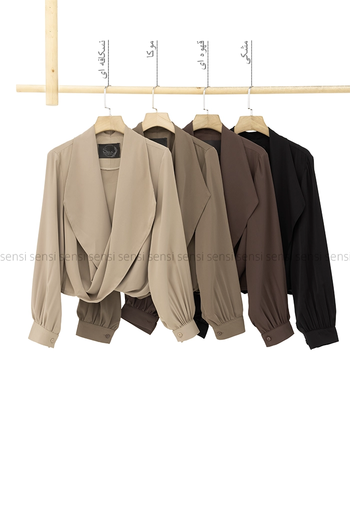 شومیزیقه شل جلو پیچ ساتن کد1005375